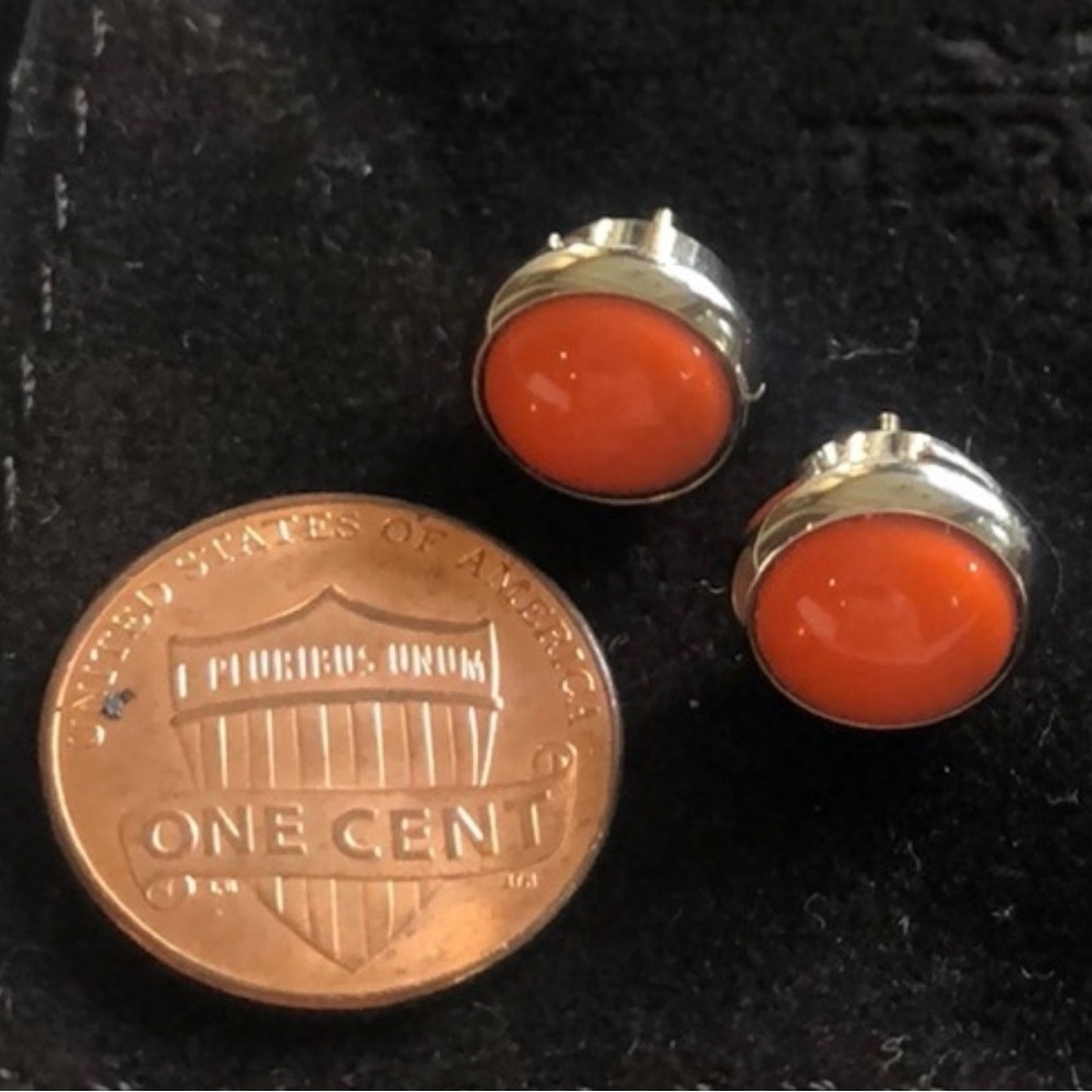 Hermes Herms Orange Post Eclipse Earrings Guarant… - image 7